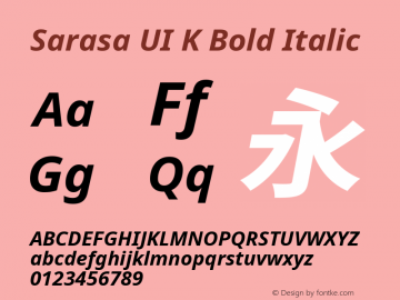 Sarasa UI K Bold Italic Version 0.10.0; ttfautohint (v1.8.3) Font Sample