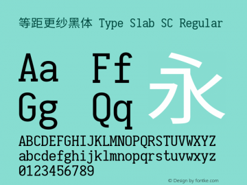 等距更纱黑体 Type Slab SC 图片样张