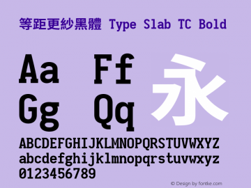 等距更紗黑體 Type Slab TC Bold 图片样张