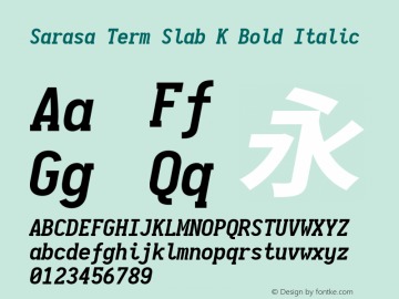 Sarasa Term Slab K Bold Italic Version 0.10.0; ttfautohint (v1.8.3) Font Sample