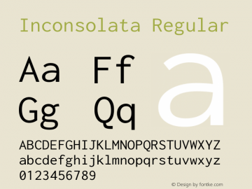 Inconsolata Regular Version 2.000 Font Sample