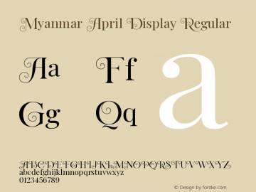 Myanmar April Display Version 2.50 April 12, 2019 Font Sample