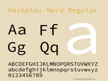Haskplex Nerd Regular Version 2.030;PS 1.0;hotconv 16.6.51;makeotf.lib2.5.65220 Font Sample