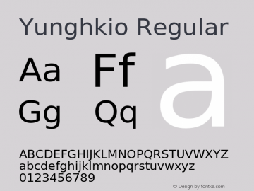 Yunghkio Version 1.1.1 January 14, 2011. Font Sample