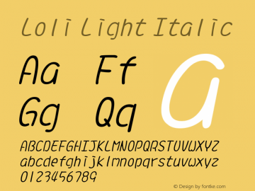 Loli Light Italic Version 1.00;October 19, 2019;FontCreator 11.5.0.2421 64-bit Font Sample