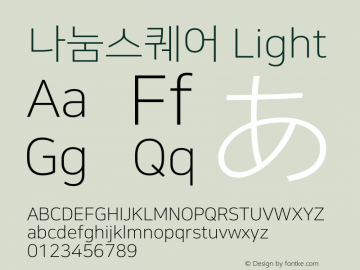 나눔스퀘어 Light  Font Sample