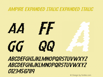 Ampire Expanded Italic Version 1.0; 2019 Font Sample