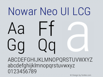 Nowar Neo UI LCG Condensed Light  Font Sample