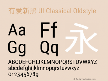 有爱新黑 UI Classical Oldstyle Condensed 图片样张