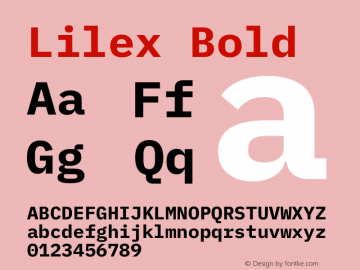 Lilex Bold Version 1.000 rc1; ttfautohint (v1.8.1) -l 8 -r 50 -G 200 -x 14 -D latn -f none -a nnn -W -c -X 