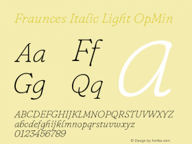 Fraunces Italic Light OpMin Version 0.000 Font Sample