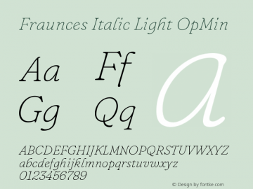 Fraunces Italic Light OpMin Version 0.000图片样张