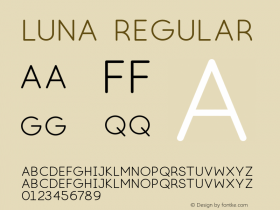 Luna-Regular Version 1.00;October 23, 2019;FontCreator 11.5.0.2430 64-bit Font Sample