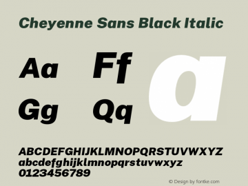 CheyenneSans-BlackItalic Version 1.00;October 26, 2019;FontCreator 12.0.0.2547 64-bit Font Sample