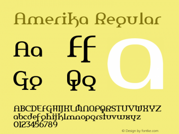 Amerika Regular 1.0; 2001 Font Sample