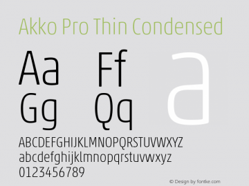 Akko Pro Thin Condensed Version 1.00 Font Sample