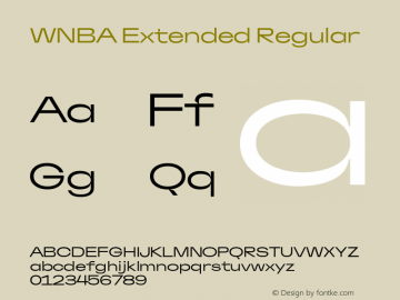 WNBA-ExtendedRegular Version 0.005;PS 0.5;hotconv 1.0.88;makeotf.lib2.5.647800 Font Sample