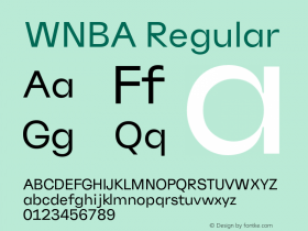 WNBA-Regular Version 0.005;PS 0.5;hotconv 1.0.88;makeotf.lib2.5.647800 Font Sample