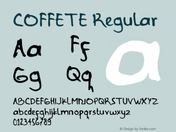 COFFETE Version 1.00;August 4, 2019;FontCreator 12.0.0.2535 64-bit Font Sample