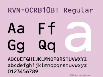 RVN-OCRB10BT Regular Bộ Font chữ Việt sử dụng bảng mã Unicode图片样张