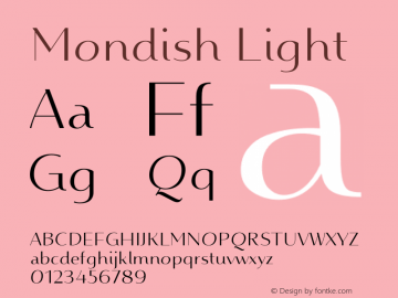 MondishLight Version 1.000 Font Sample