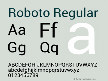 Roboto Regular Version 1.04  (JB 4.1) Font Sample