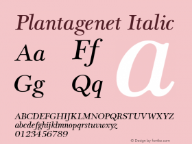 Plantagenet-Italic Version 1.000;PS 001.000;hotconv 1.0.38 Font Sample