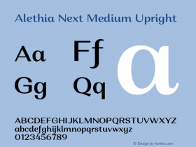 AlethiaNext-MediumUpright Version 1.000; ttfautohint (v0.97) -l 8 -r 50 -G 200 -x 14 -f dflt -w G Font Sample