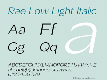 RaeLow-LightItalic Version 2.02 | wf-rip DC20190525图片样张