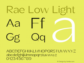 RaeLow-Light Version 2.02 | wf-rip DC20190525 Font Sample