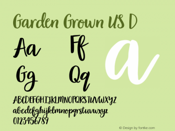 Garden Grown US D Version 1.000 Font Sample