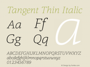 Tangent-ThinItalic Version 1.001 | wf-rip DC20190325图片样张