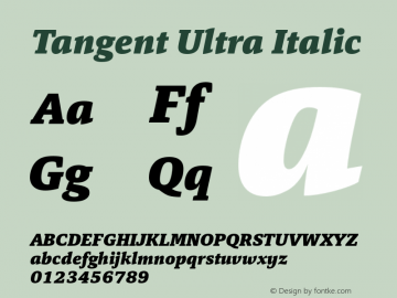 Tangent-UltraItalic Version 1.001 | wf-rip DC20190325图片样张