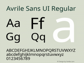 Avrile Sans UI Regular Version 1.001;September 22, 2019;FontCreator 11.5.0.2425 64-bit; ttfautohint (v1.6)图片样张
