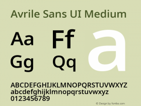 Avrile Sans UI Medium Version 1.001;November 7, 2019;FontCreator 12.0.0.2547 64-bit图片样张