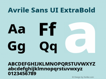 Avrile Sans UI ExtraBold Version 1.001;November 7, 2019;FontCreator 12.0.0.2547 64-bit图片样张