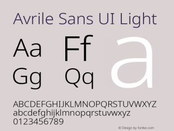 Avrile Sans UI Light Version 1.001;November 7, 2019;FontCreator 12.0.0.2547 64-bit图片样张