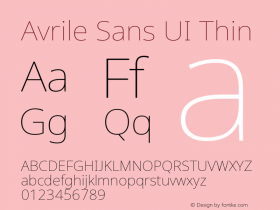 Avrile Sans UI Thin Version 1.001;November 7, 2019;FontCreator 12.0.0.2547 64-bit图片样张