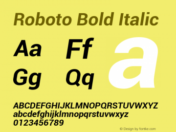 Roboto Bold Italic Version 1.03  (JB 4.1) Font Sample