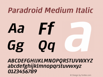 Paradroid-MediumItalic Version 1.00图片样张