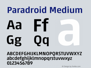 Paradroid-Medium Version 1.00 Font Sample