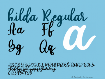 hilda Version 1.00;September 15, 2019;FontCreator 12.0.0.2545 64-bit图片样张