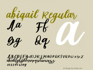 abigail Version 1.00;October 7, 2019;FontCreator 12.0.0.2545 64-bit图片样张