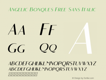 Angelic Bonques Free Sans Ita Version 1.000 Font Sample