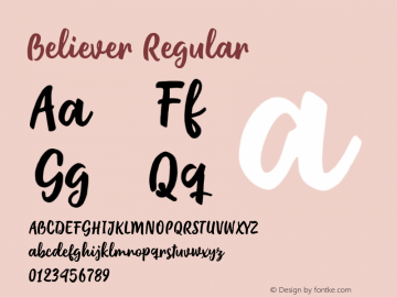 Believer Version 1.000 Font Sample