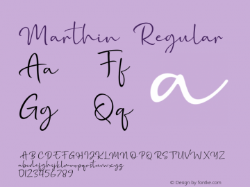Marthin Version 1.00;July 12, 2019;FontCreator 11.5.0.2427 64-bit Font Sample
