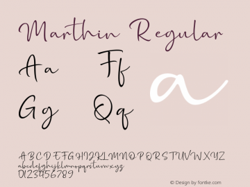 Marthin Version 1.00;July 13, 2019;FontCreator 11.5.0.2427 64-bit图片样张
