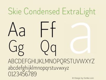 Skie Condensed ExtraLight Version 1.000;hotconv 1.0.109;makeotfexe 2.5.65596图片样张