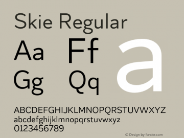 Skie Regular Version 1.000;hotconv 1.0.109;makeotfexe 2.5.65596 Font Sample
