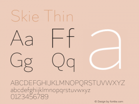 Skie Thin Version 1.000;hotconv 1.0.109;makeotfexe 2.5.65596 Font Sample